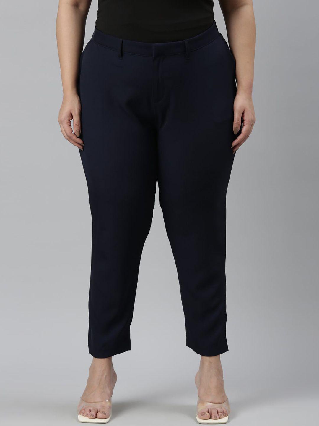 go colors women plus size tapered fit formal trousers