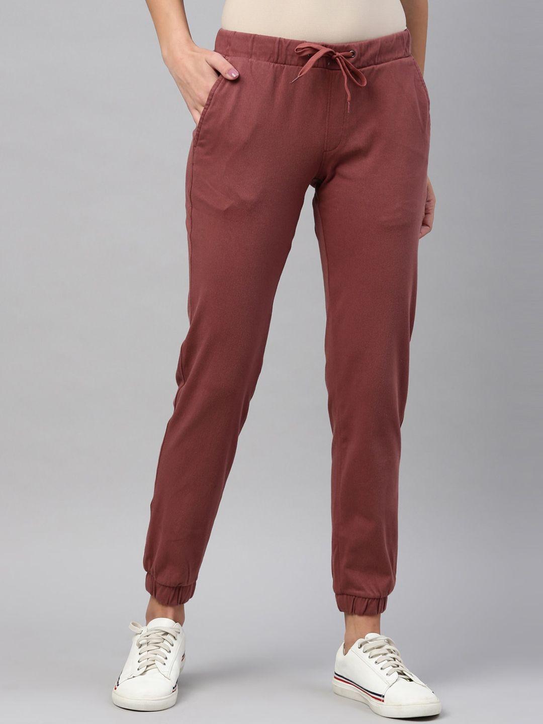 go colors women rust solid track pants