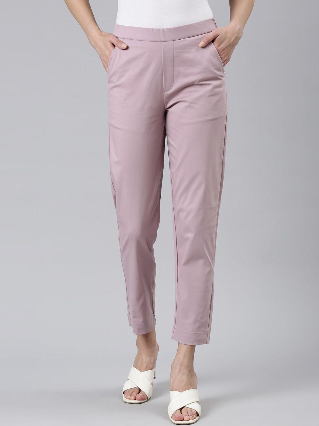 go colors women smart straight fit chinos cotton trousers