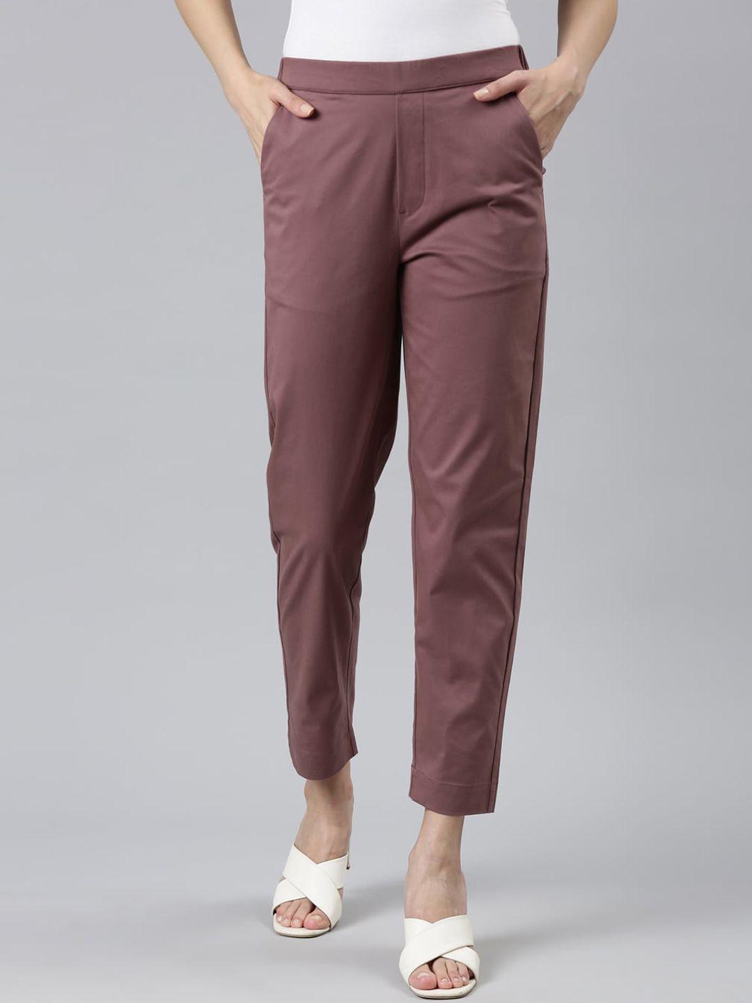 go colors women smart straight fit trousers