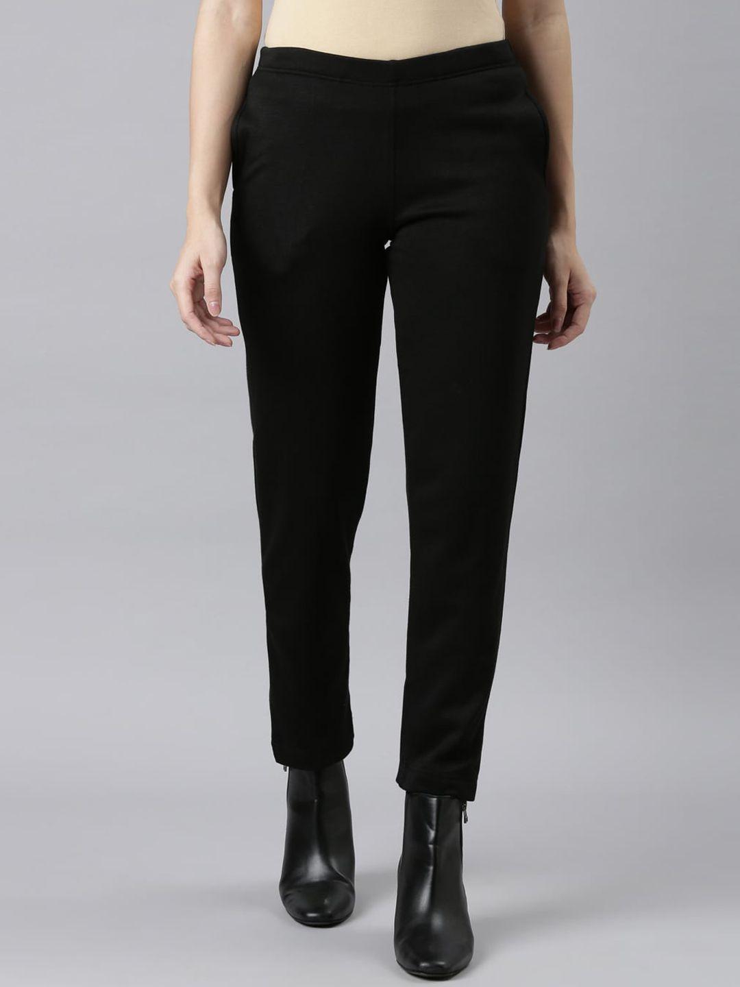 go colors women tailored mid rise tapered fit trousers