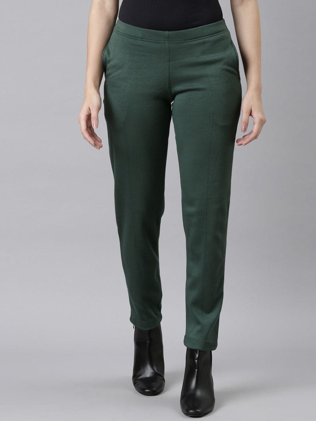 go colors women tailored tapered fit acrylic trousers