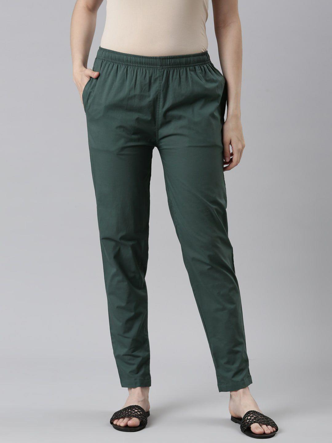 go colors women tailored tapered fit cotton trousers