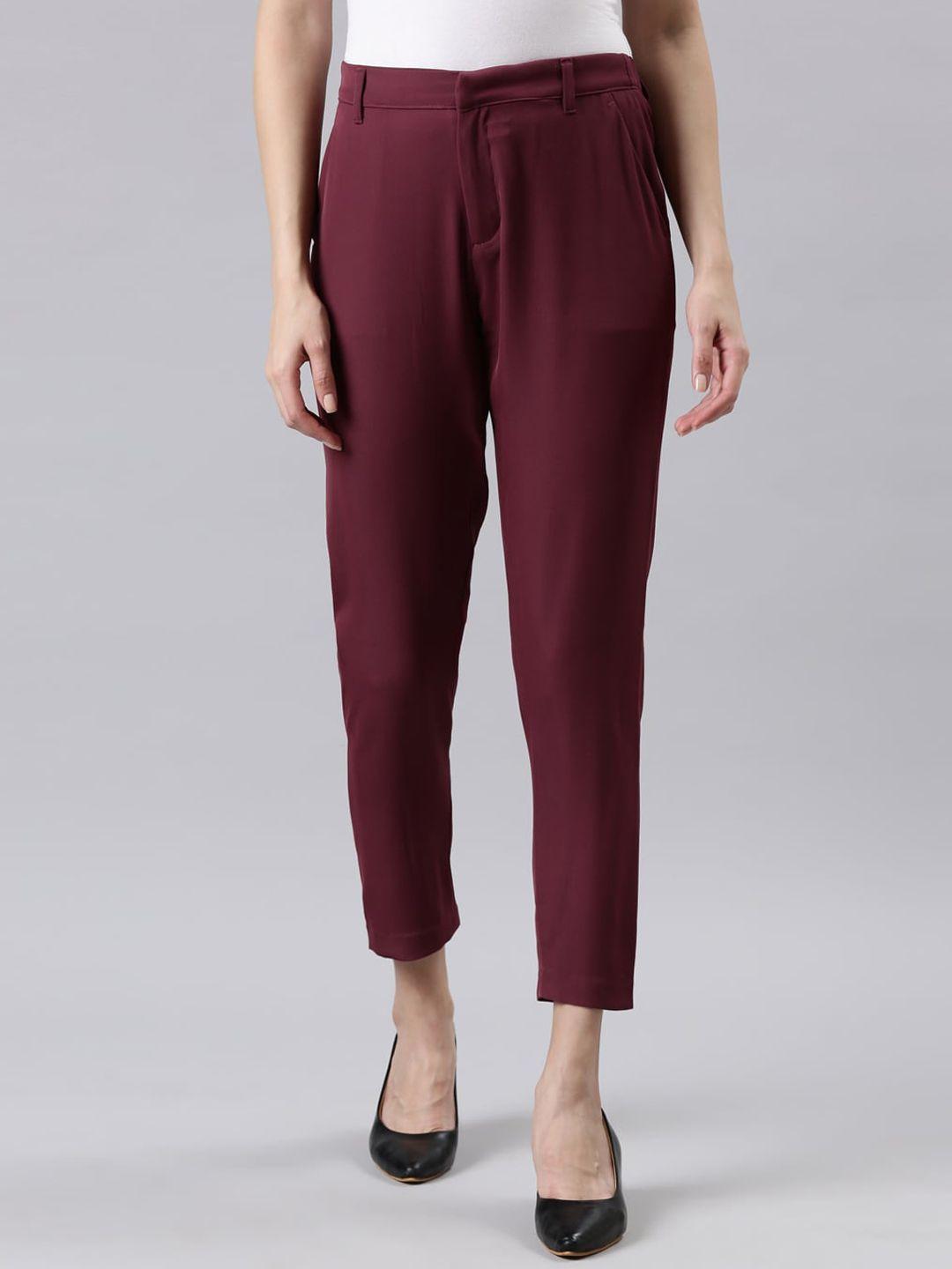 go colors women tailored tapered fit pleated trousers