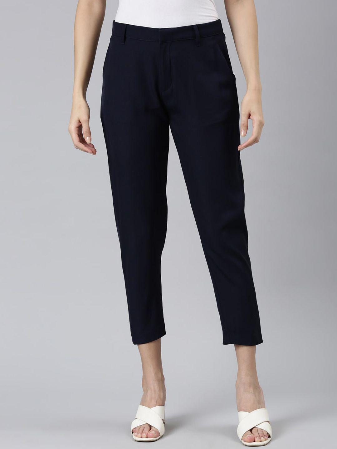 go colors women tailored tapered fit trousers