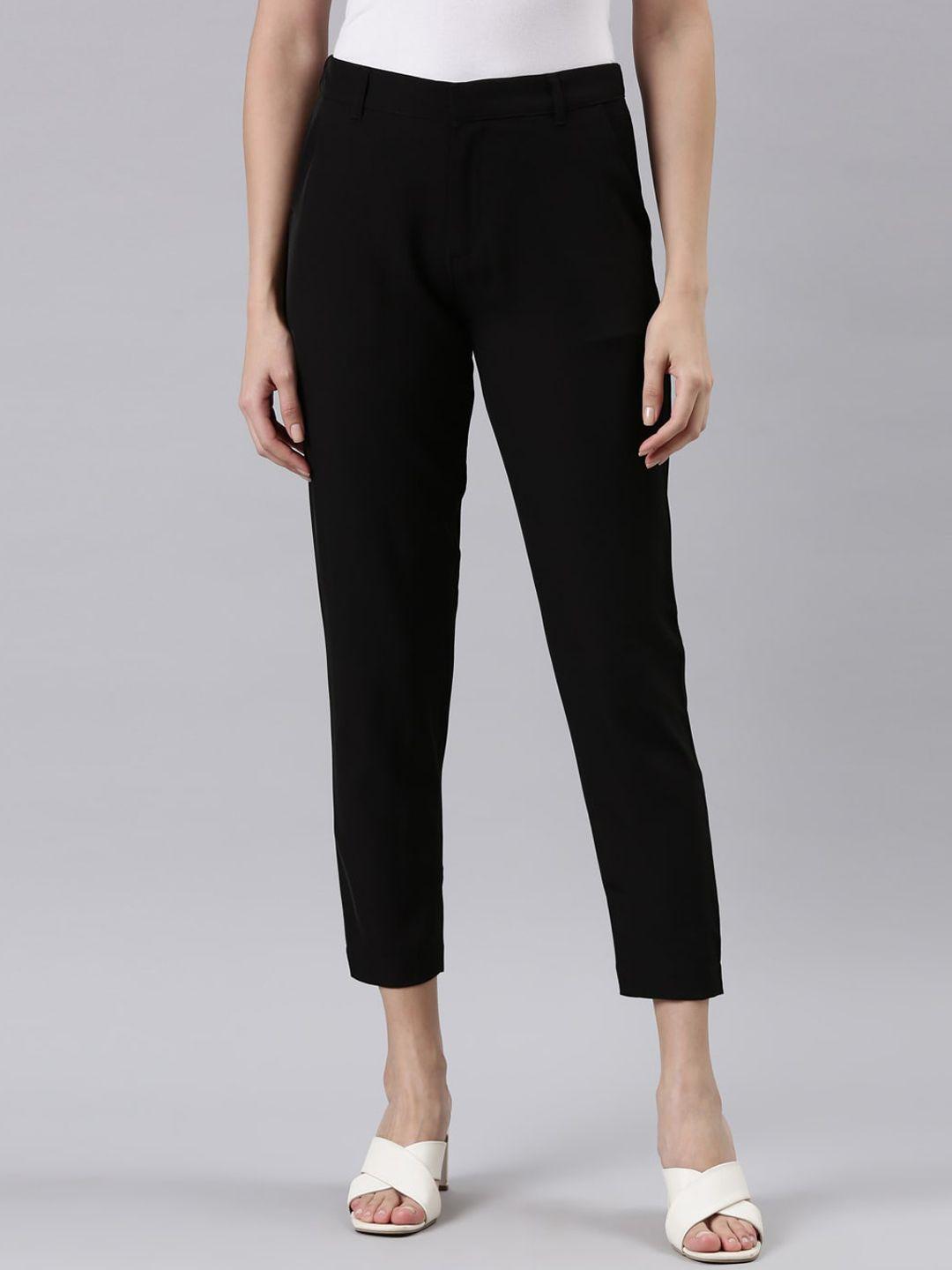 go colors women tailored tapered fit trousers