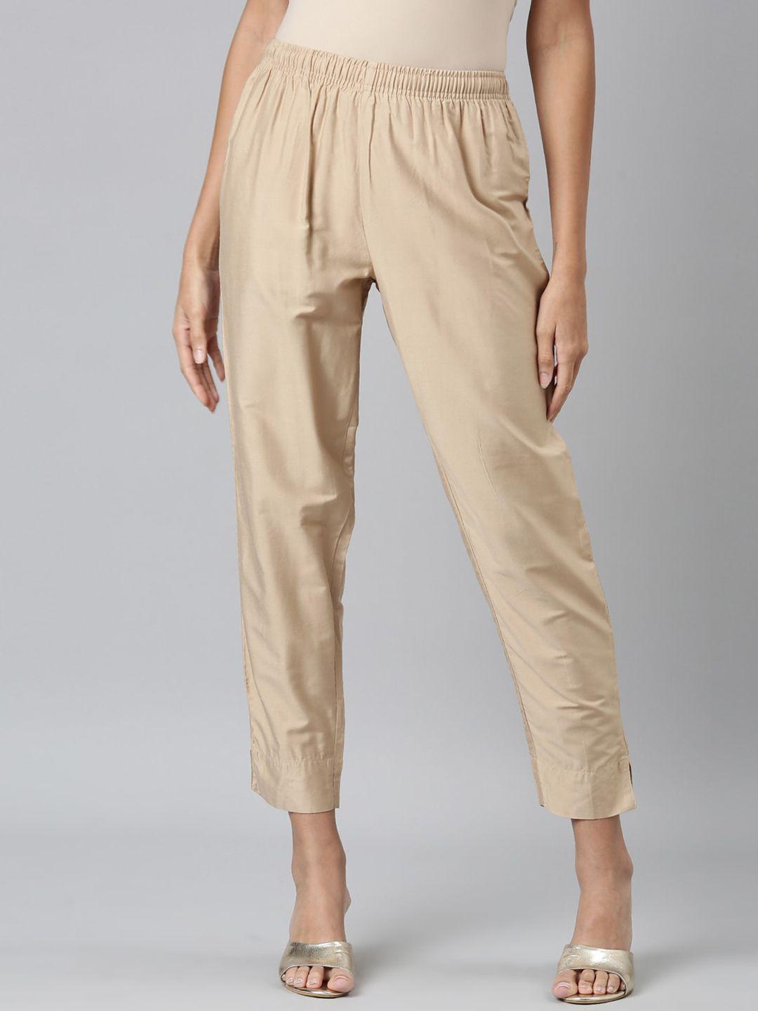 go colors women tapered fit modal trousers