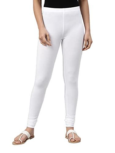 go colors women white mid rise cotton churidar length leggings - xl