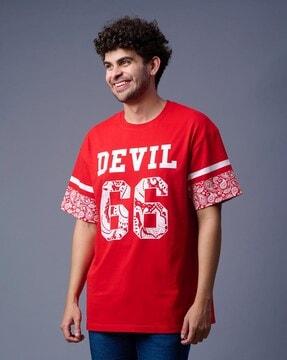 go devil 66 print oversized crew-neck t-shirt