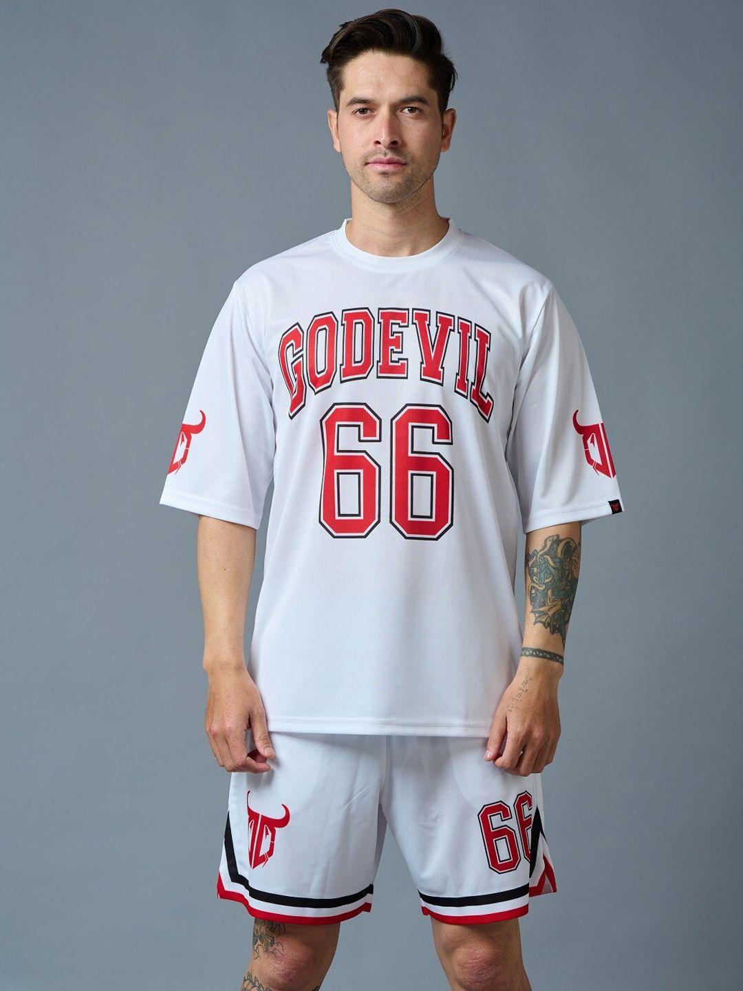 go devil printed t-shirt and shorts