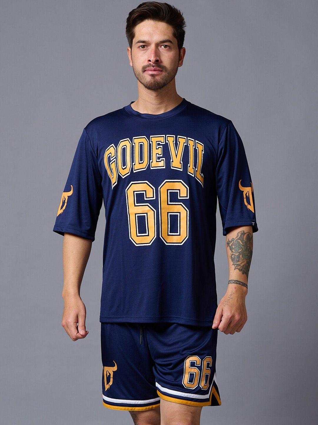 go devil printed t-shirt with shorts