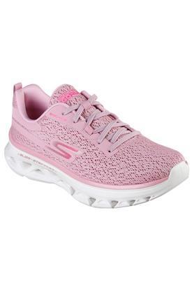 go run glide-step flex mesh lace up women's sport shoes - pink