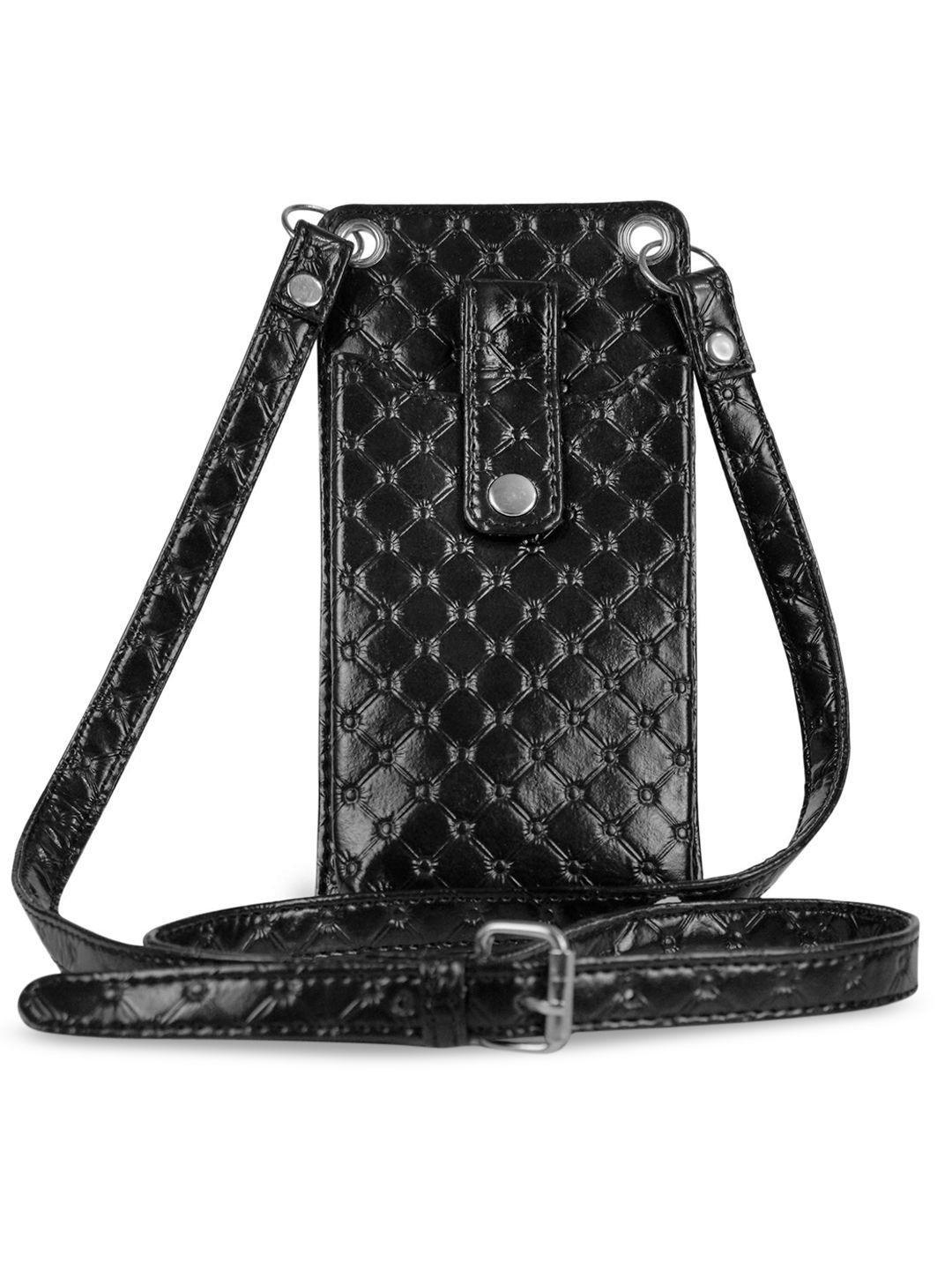 goatter black textured pu structured sling bag