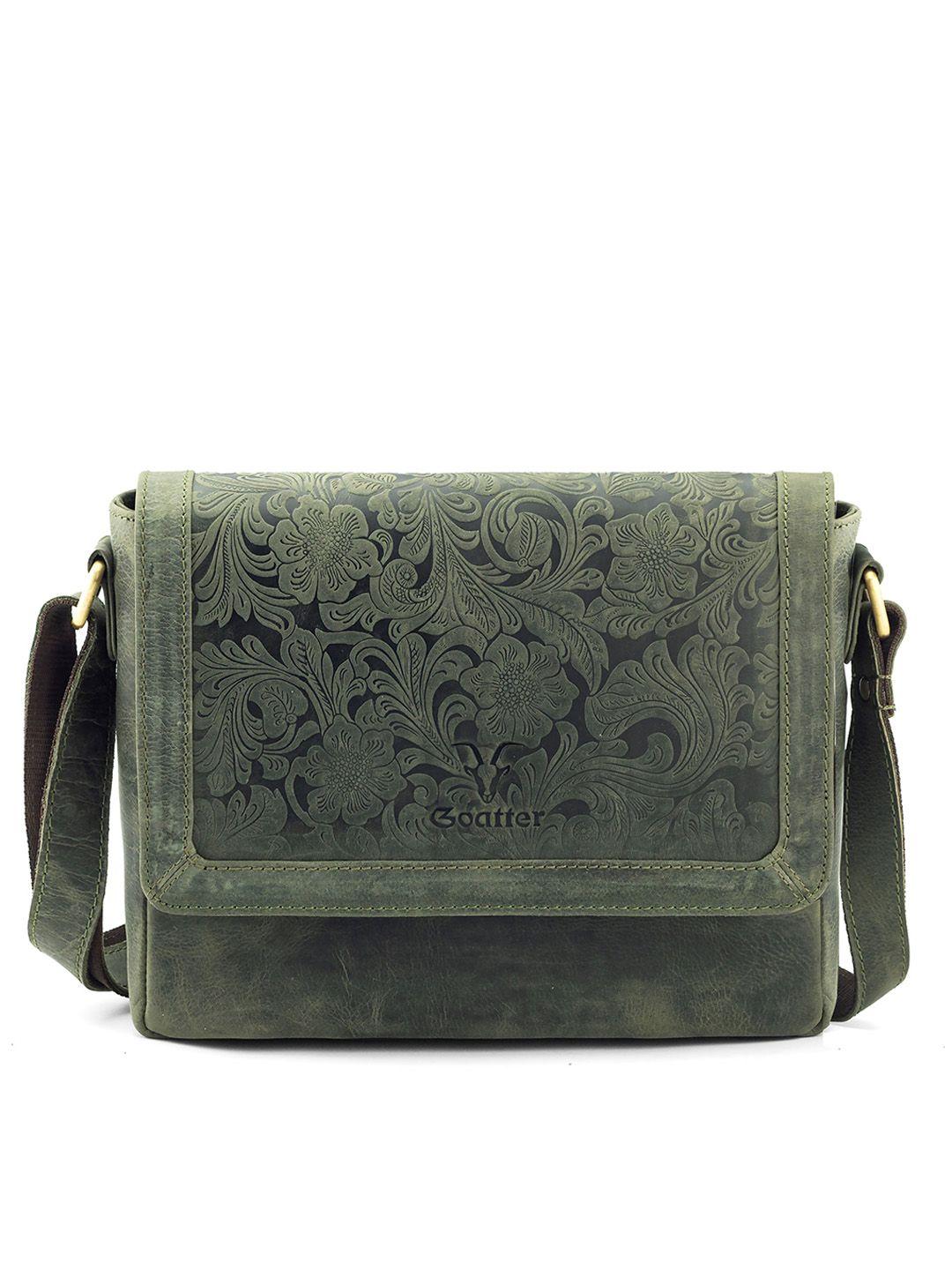 goatter floral textured leather sling bag