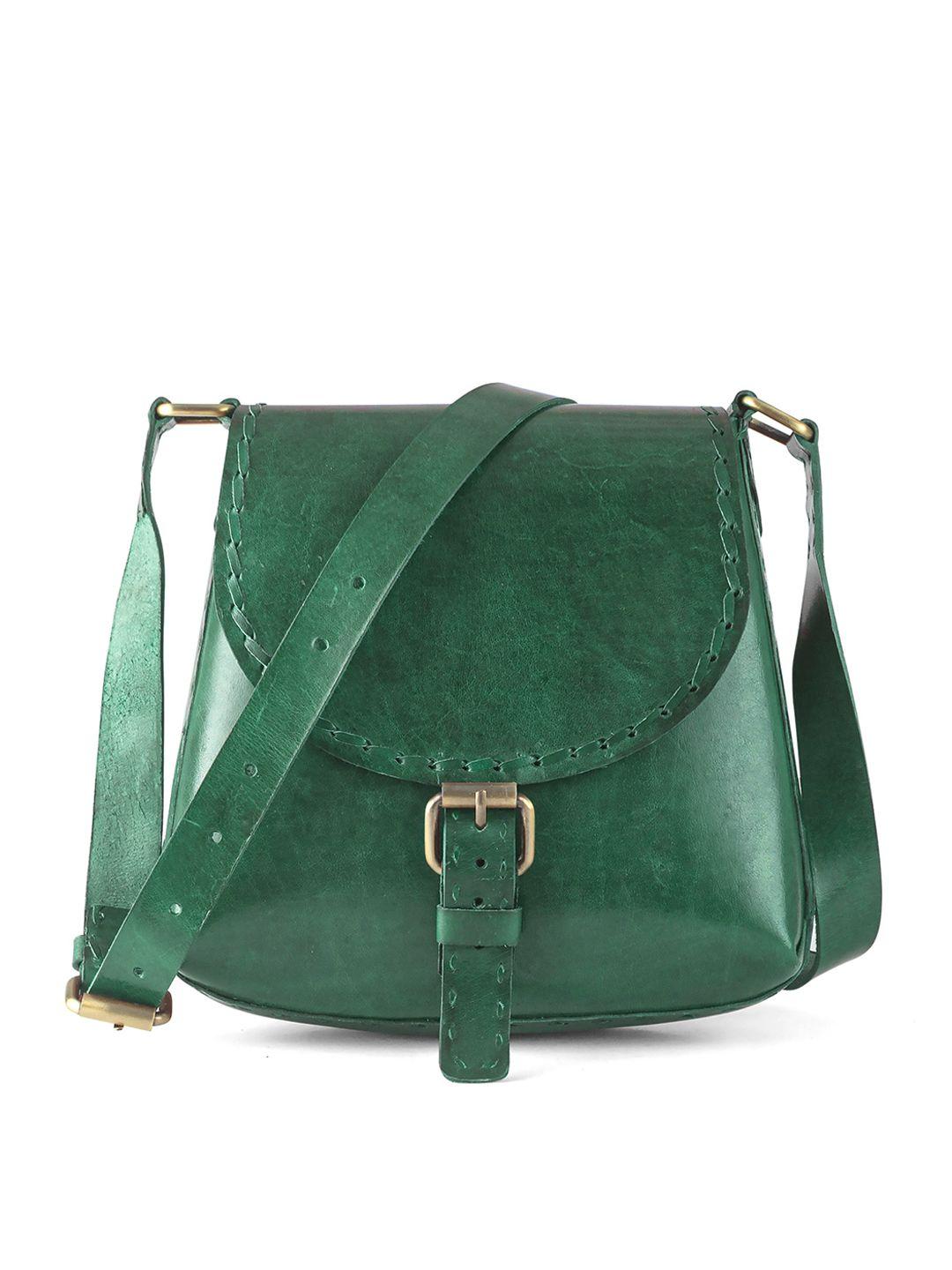 goatter green leather oversized shopper sling bag