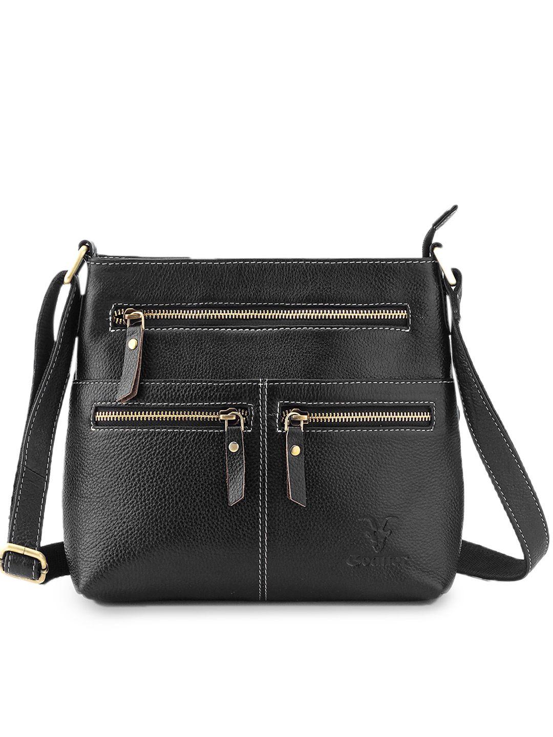 goatter leather structured sling bag