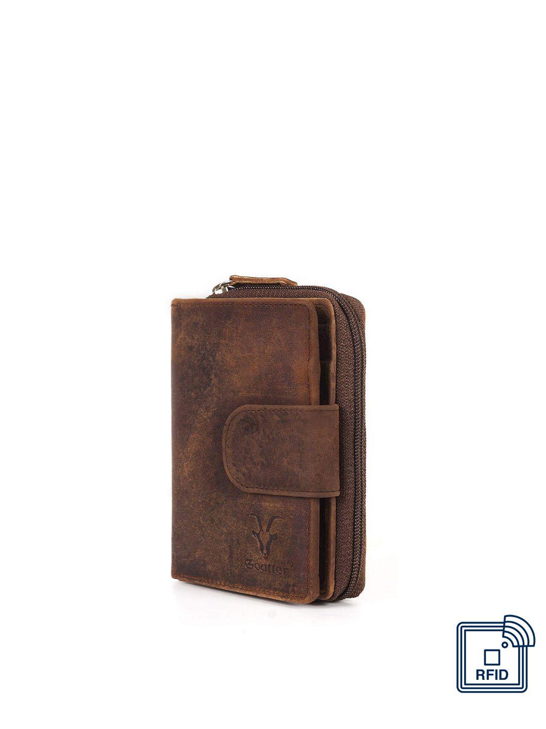 goatter men coffee brown leather two fold wallet