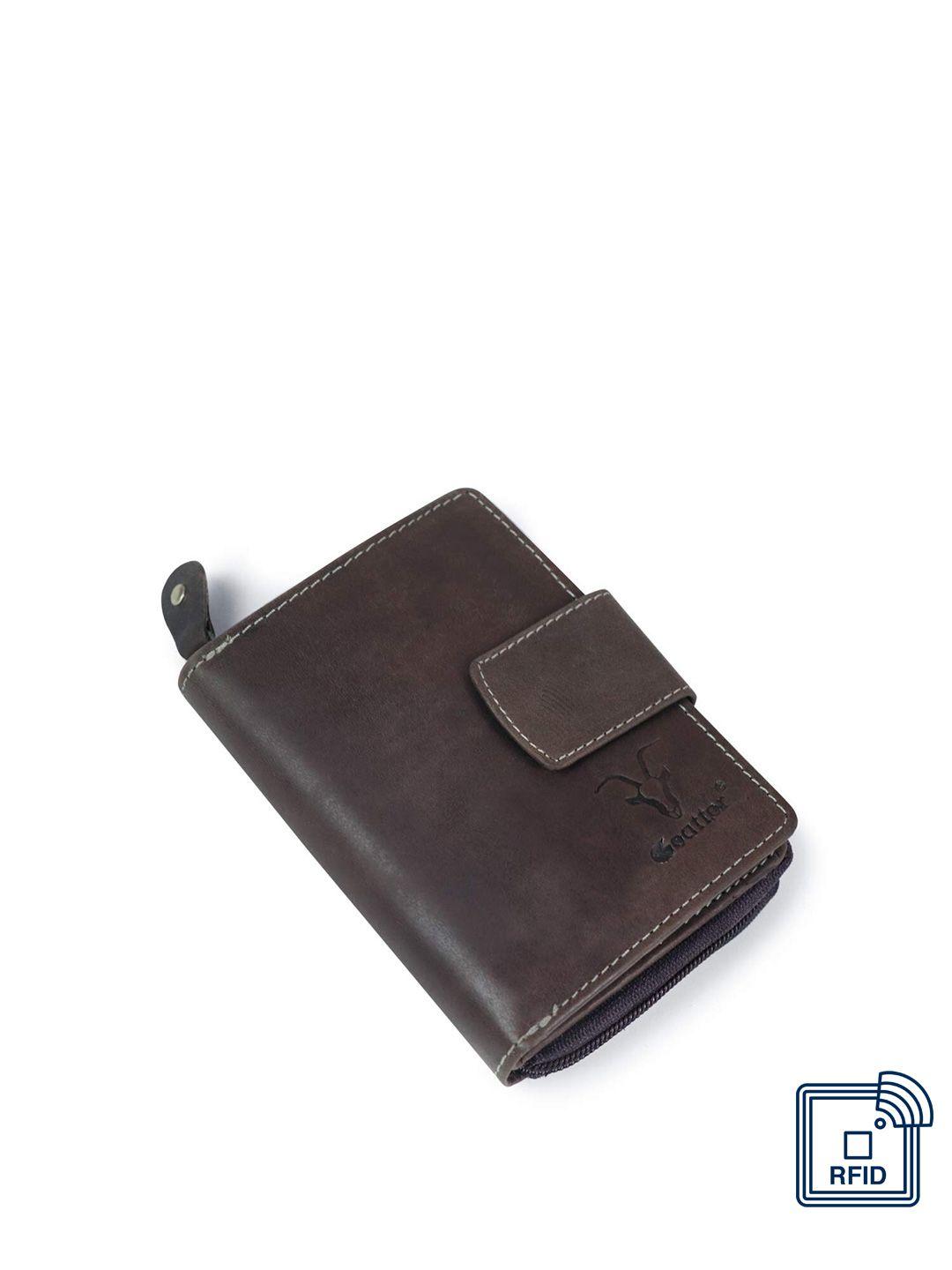 goatter men coffee brown leather two fold wallet