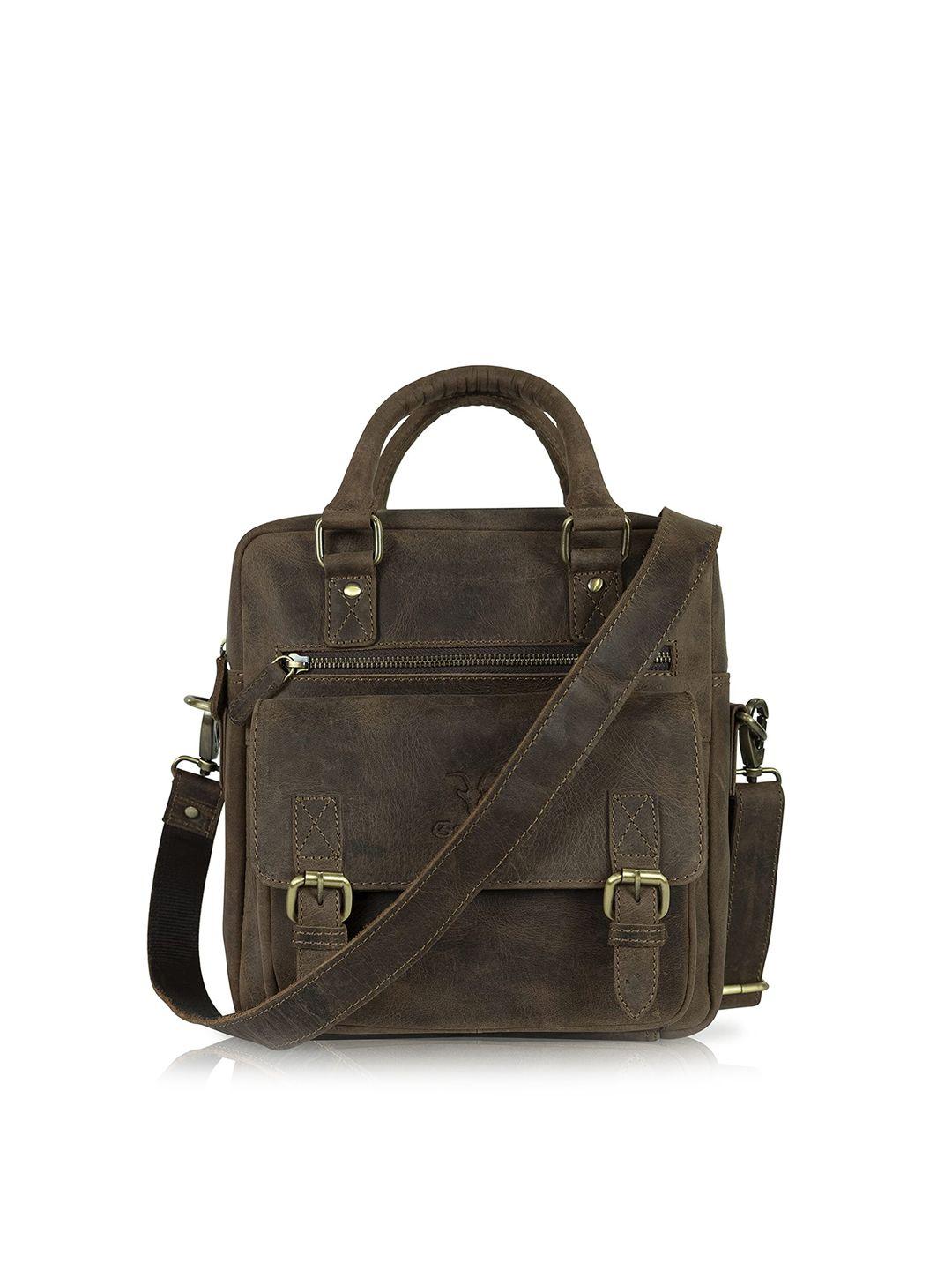 goatter men coffee brown messenger bag