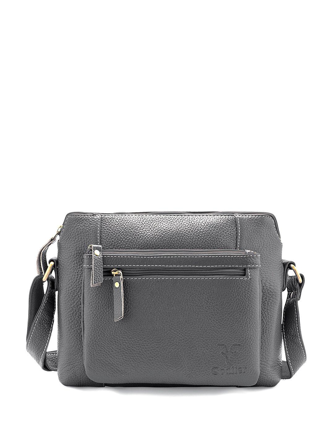 goatter textured leather structured sling bag