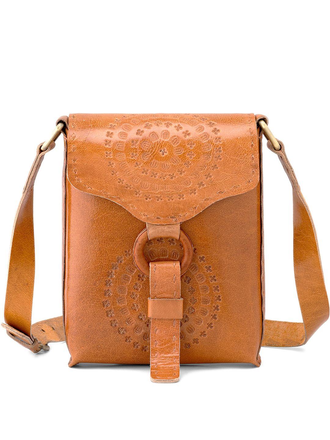 goatter textured structured leather sling bag