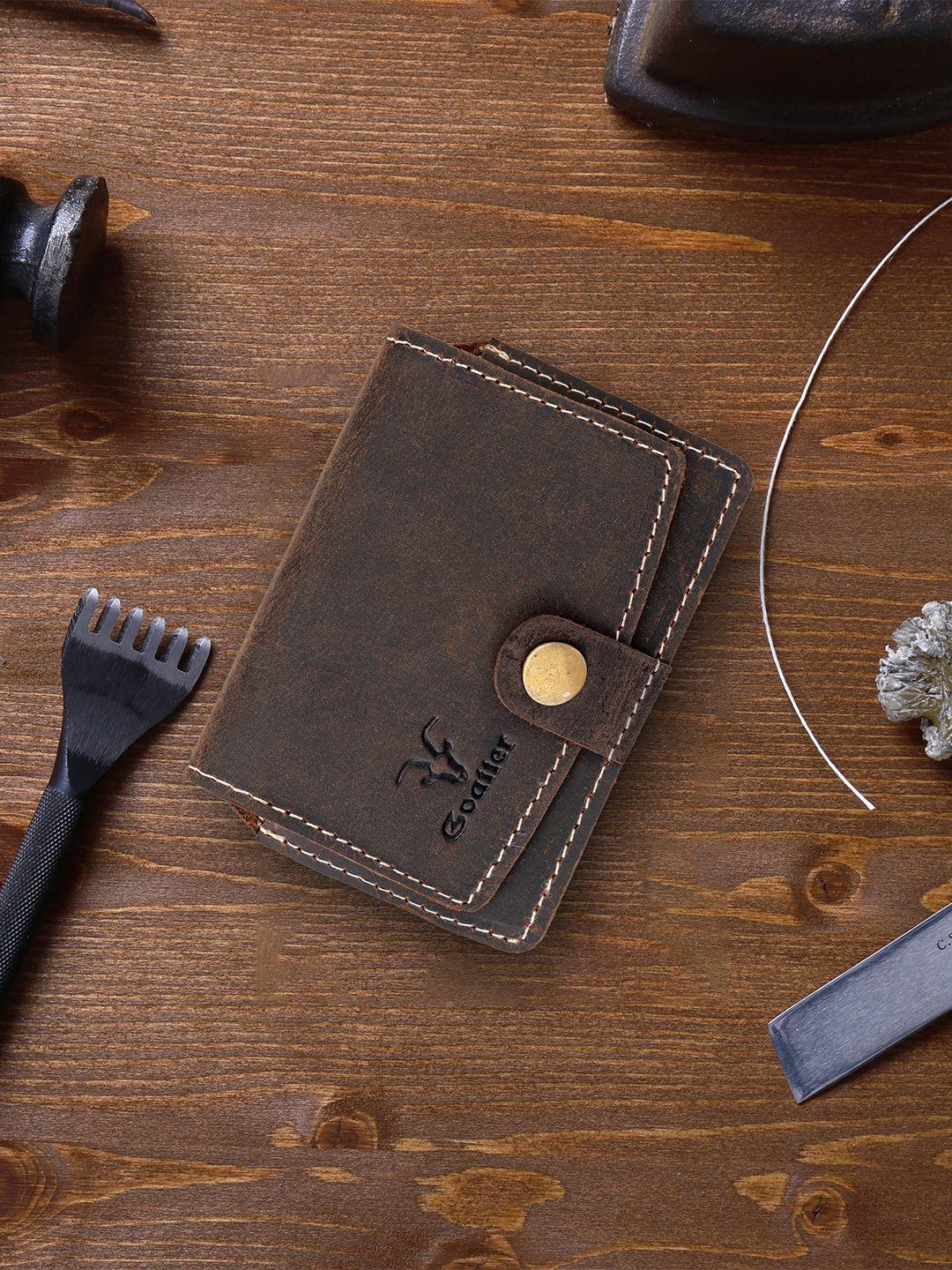 goatter unisex coffee brown leather card holder