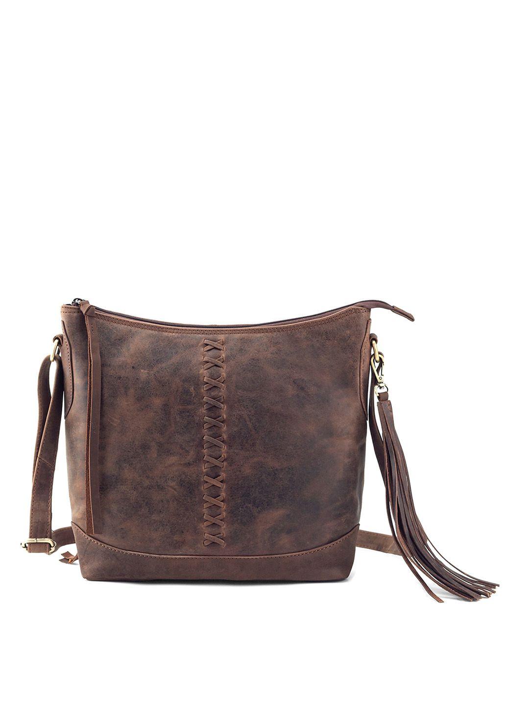 goatter women textured leather structured sling bag