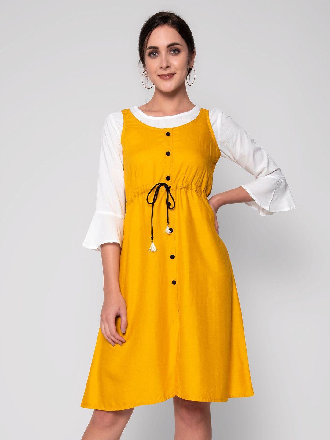 god bless yellow a-line dress