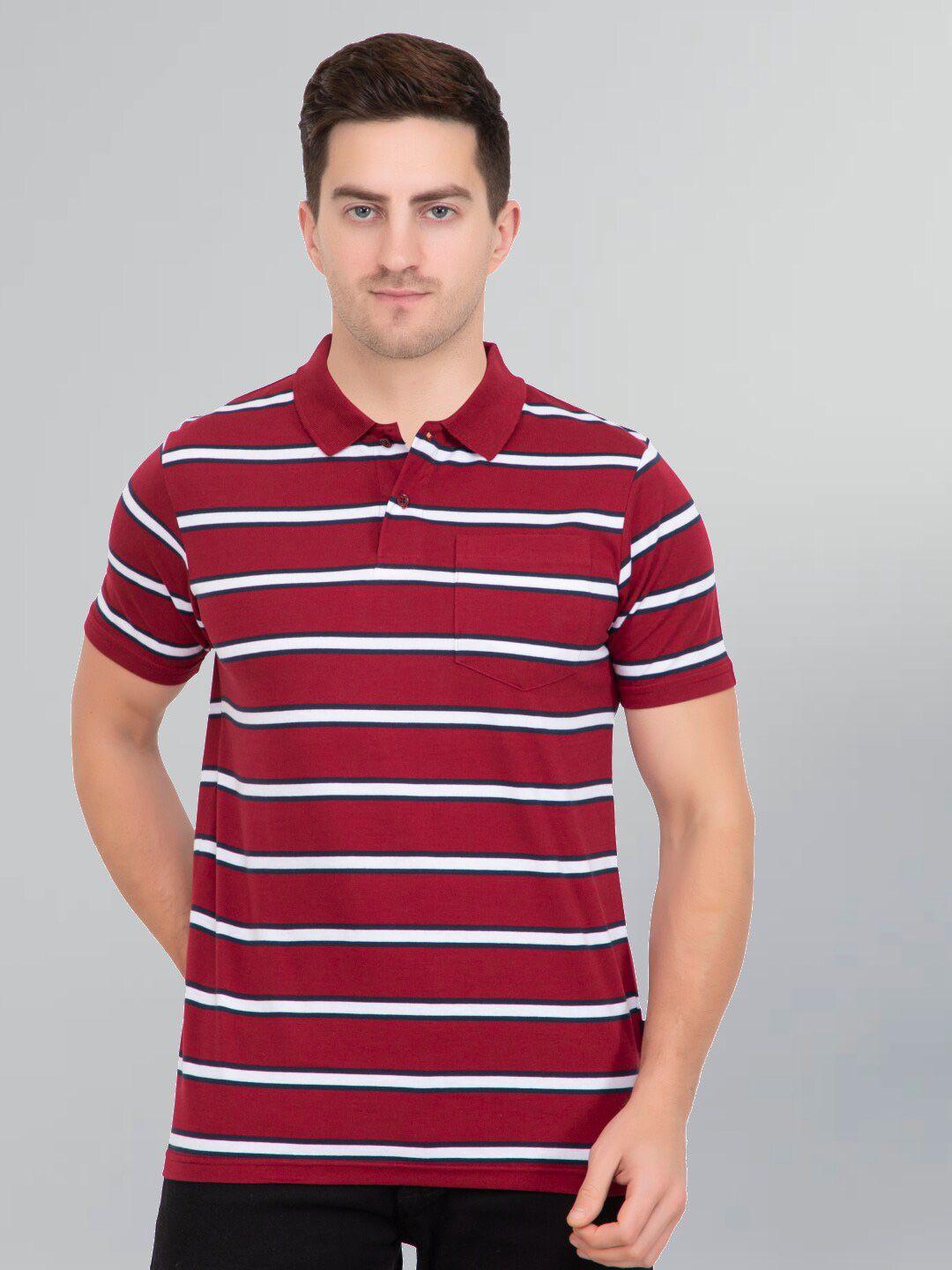 godfrey men striped polo collar cotton t-shirt