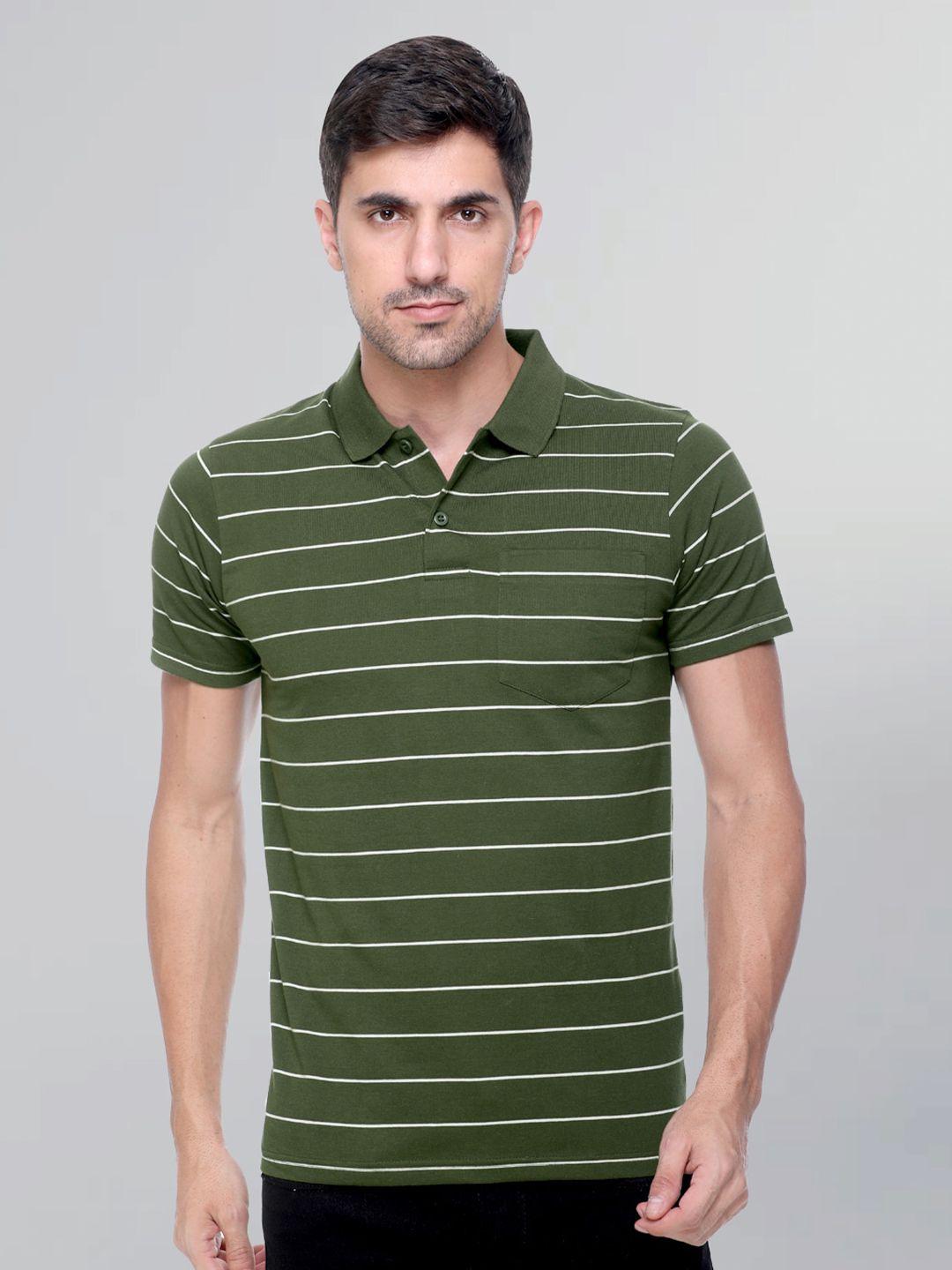 godfrey men striped polo collar cotton t-shirt
