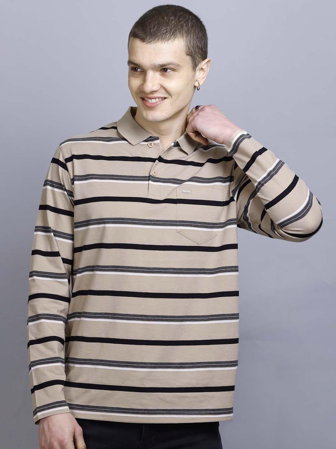 godfrey men striped polo collar ultralite t-shirt