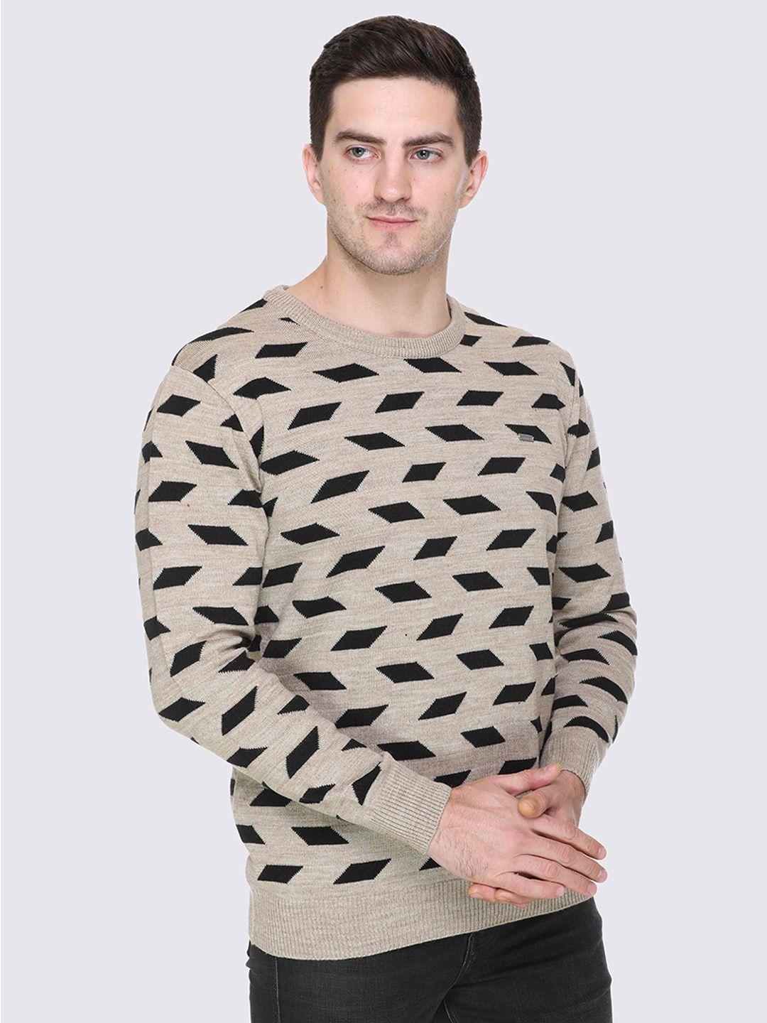 godfrey men geometric self design acrylic pullover