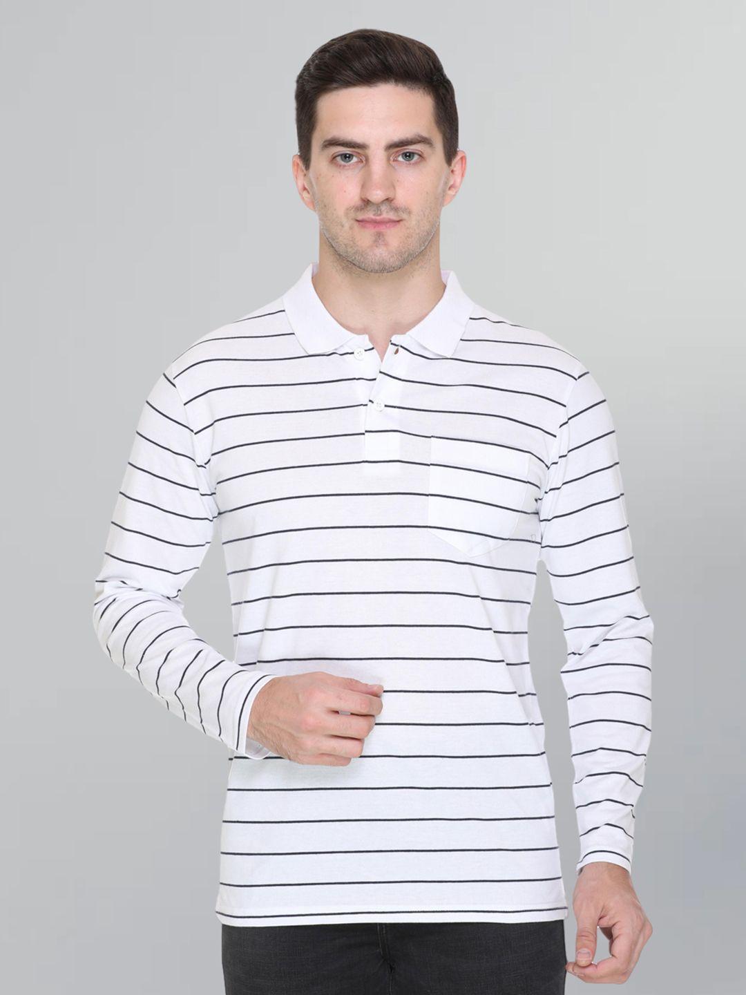 godfrey men striped polo collar monochrome t-shirt
