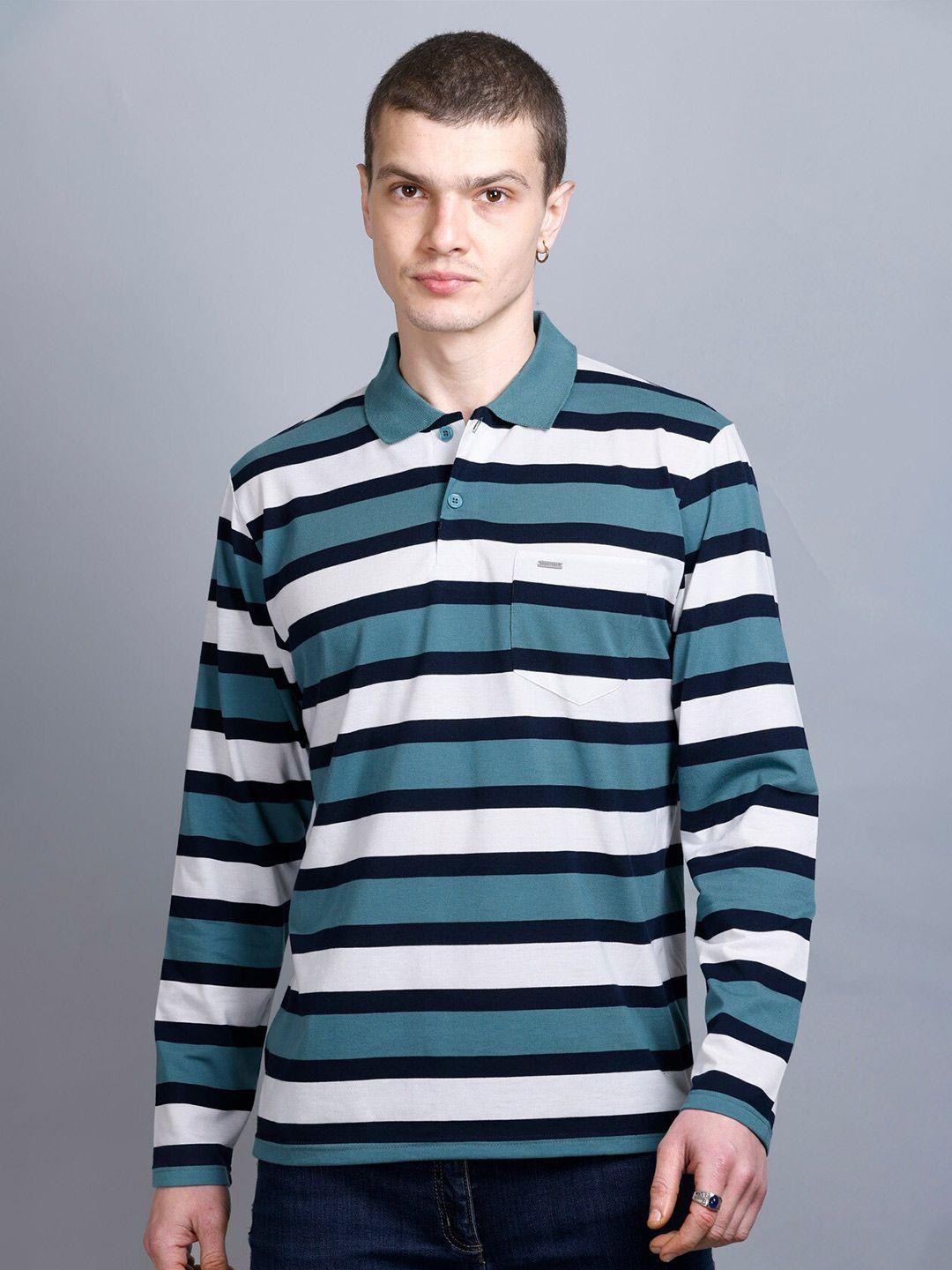 godfrey men striped polo collar ultralite pockets t-shirt