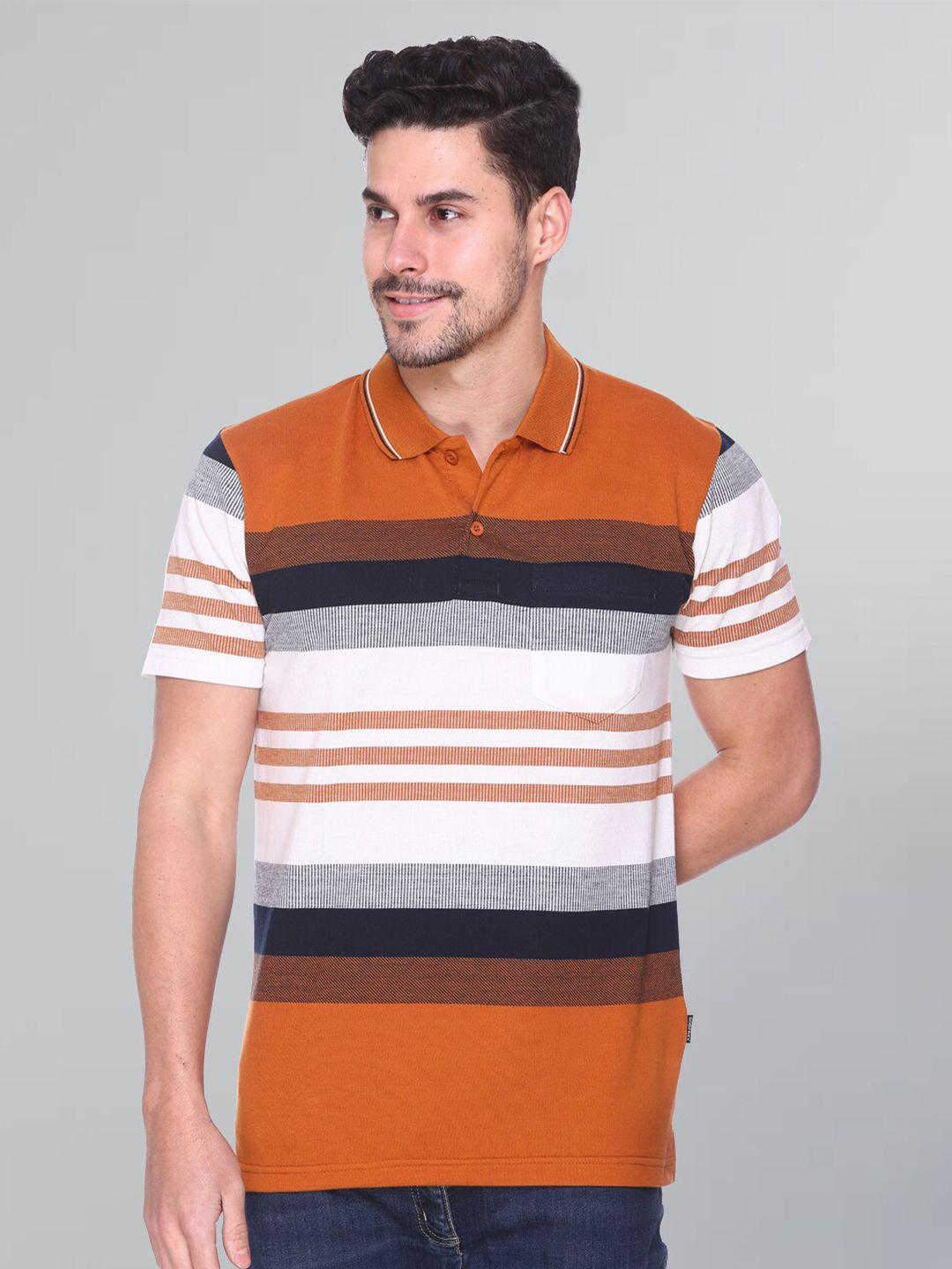 godfrey striped rapid-dry polo collar cotton t-shirt