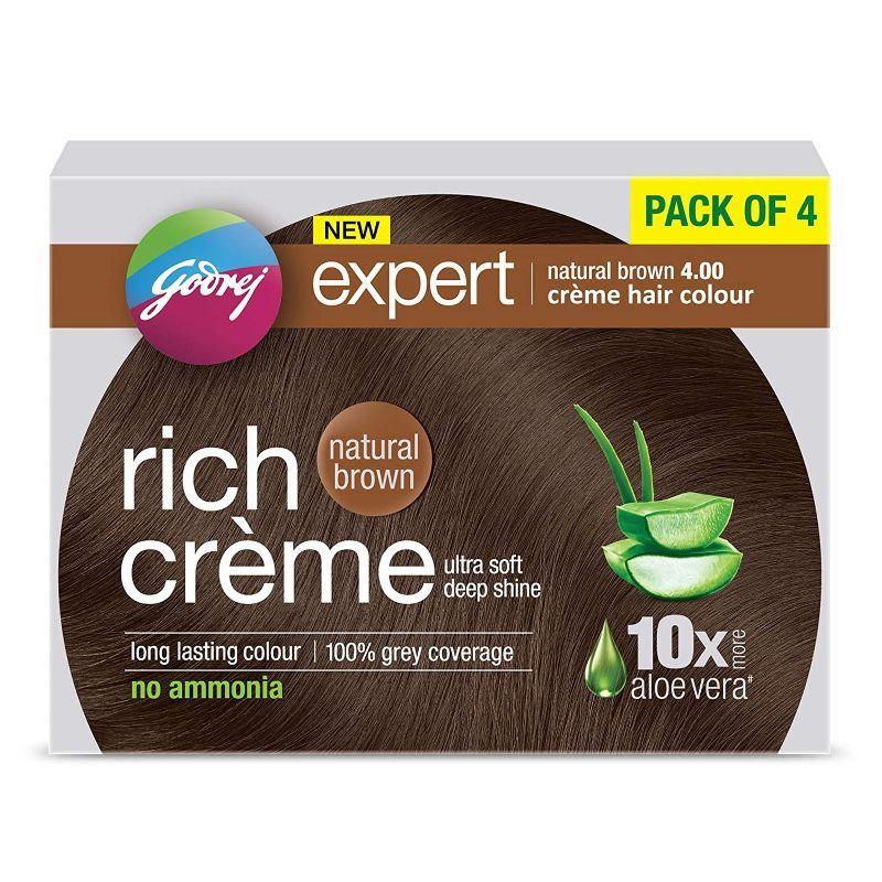 godrej expert creme hair colour - natural brown (pack of 4)
