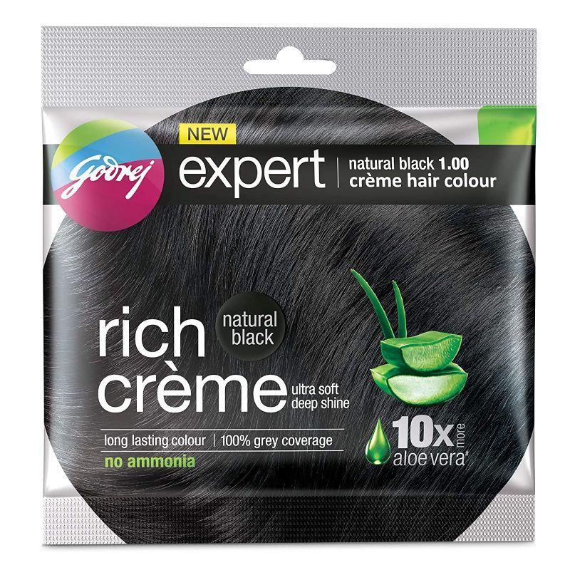 godrej expert rich creme hair colour - shade 1 natural black (single use)