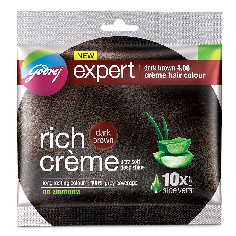 godrej expert rich creme hair colour - shade 4.06 dark brown (single use)