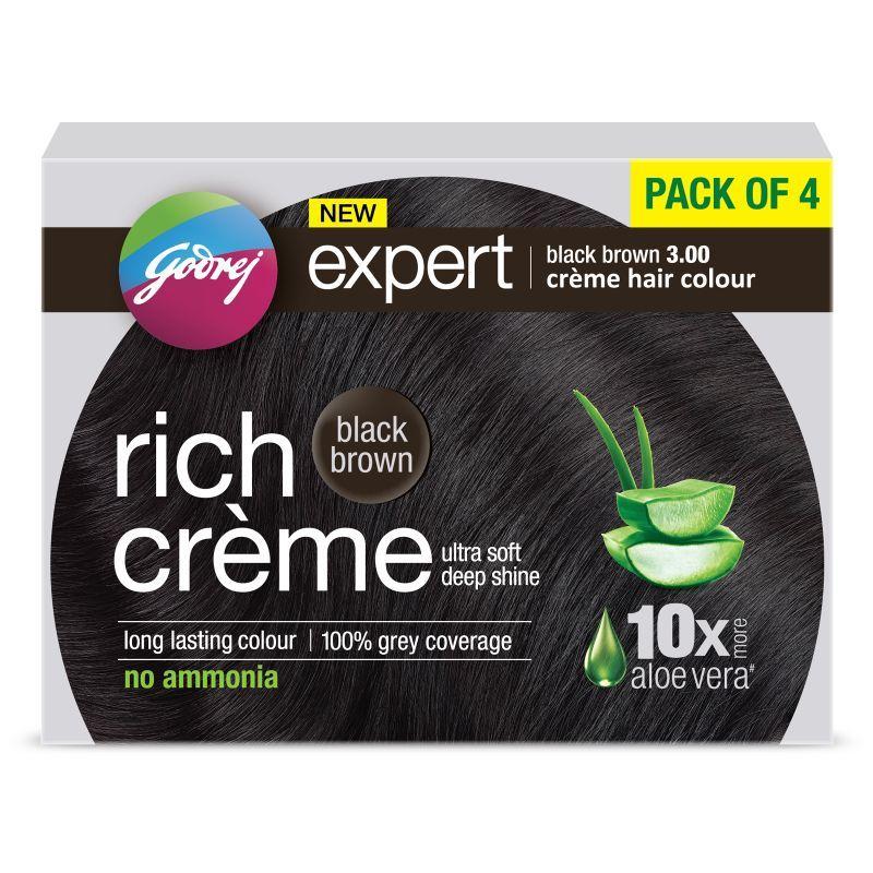 godrej expert creme hair colour - black brown (pack of 4)