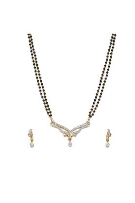 gold and rhodium plated distinctive mangalsutra necklace set