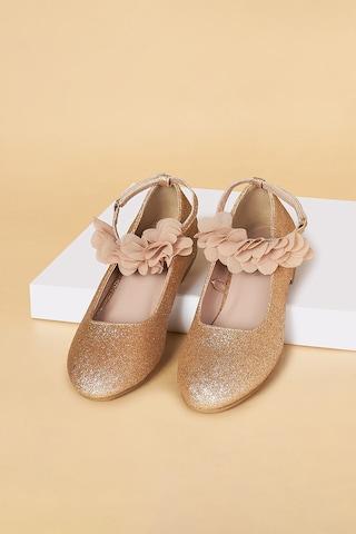 gold ankle strap casual girls ballerinas