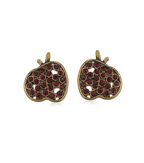 gold apple stud earrings