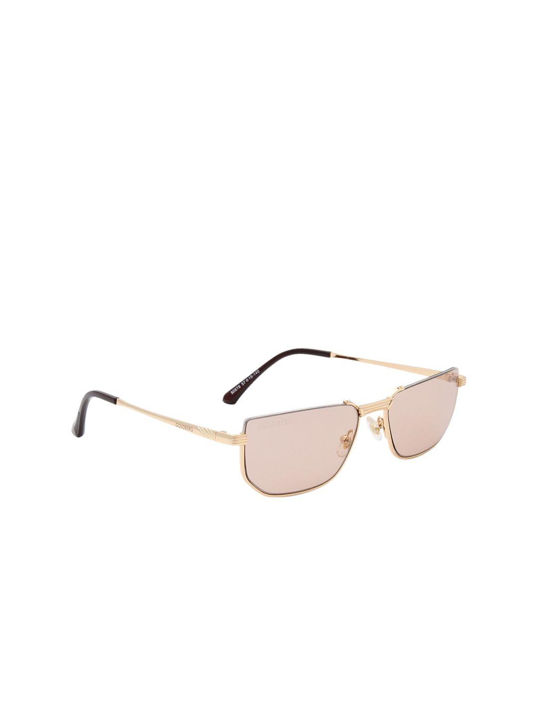 gold berg brown lens & gold rectangle sunglasses with uv protected lens-gb-50878_gld-brn