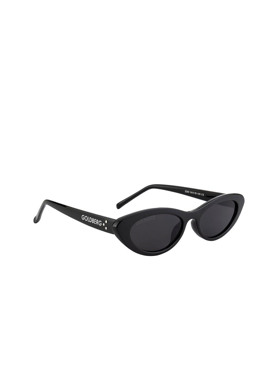 gold berg unisex black lens & black cateye sunglasses with uv protected lens