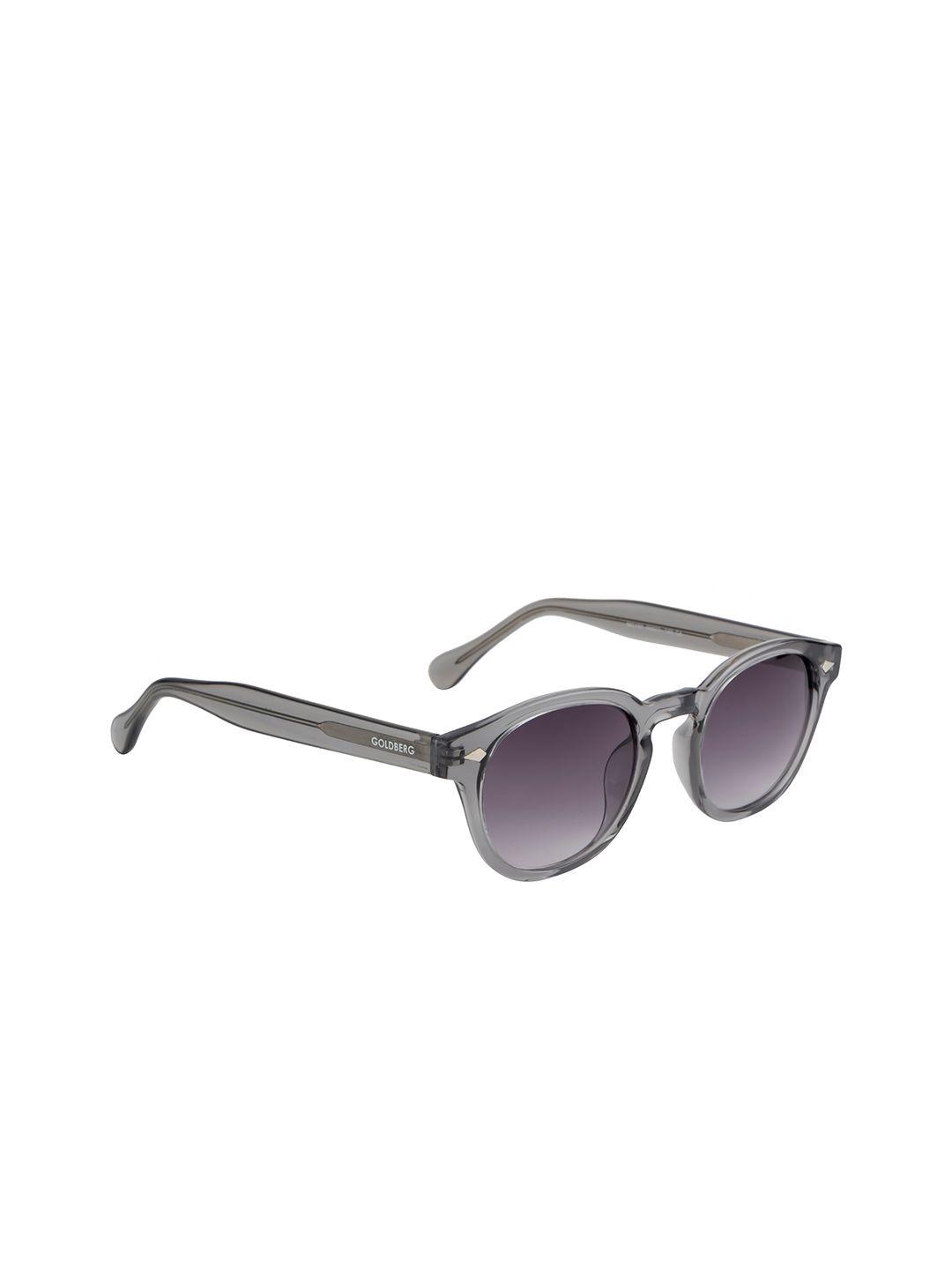 gold berg unisex grey lens & gunmetal-toned wayfarer sunglasses with uv protected lens