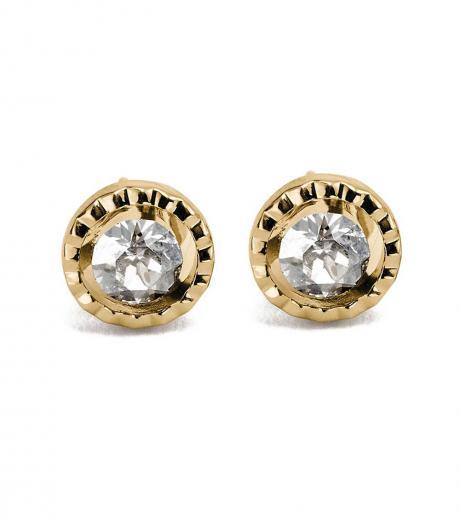 gold daisy rivet stone stud earrings