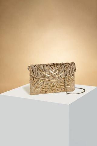 gold embroidered casual textile women clutch
