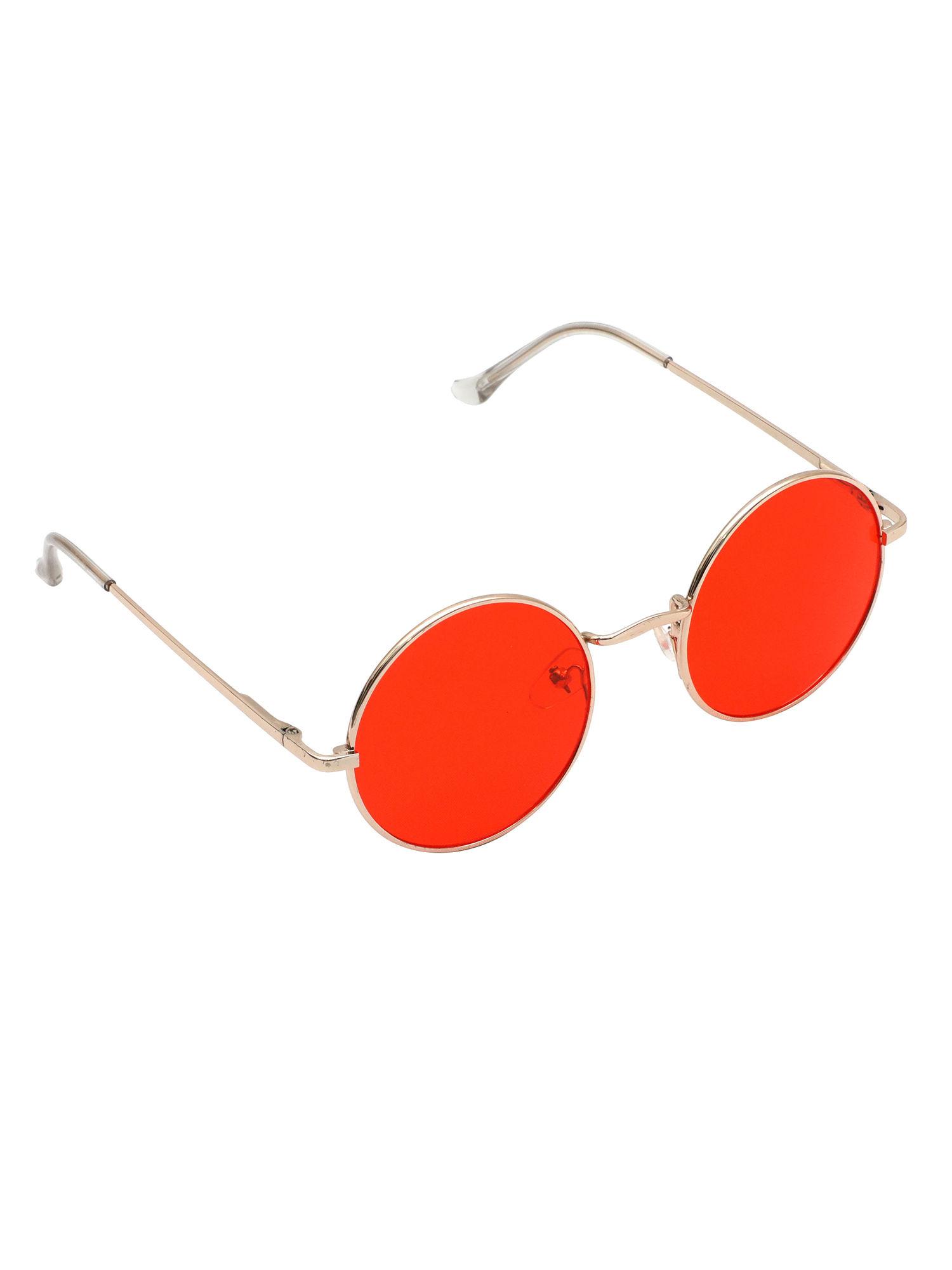 gold frame red lens round uv protection sunglass swi_gold_red