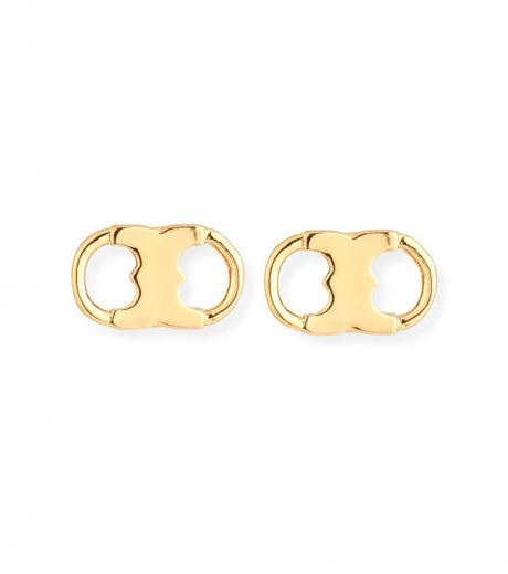 gold gemini link stud earrings