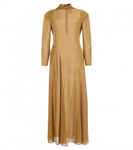 gold lurex knit long dress